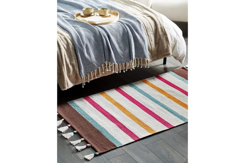 Plattvävd Hisarli - Flerfärgad, vit, brun, blå, orange, 80x150 cm - Textilier & mattor - Mattor - Modern matta - Bomullsmattor