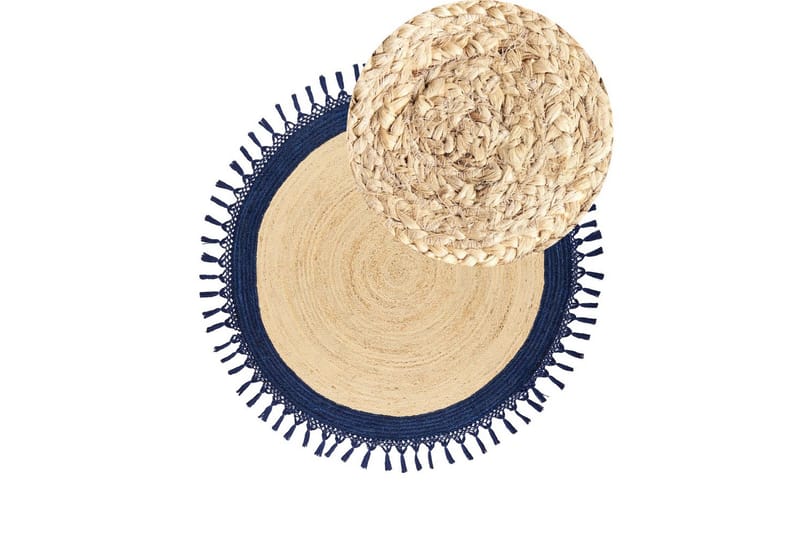 Plattvävd Marts - Beige, blå, 140x140 cm - Textilier & mattor - Mattor - Modern matta - Jutemattor & sisalmattor