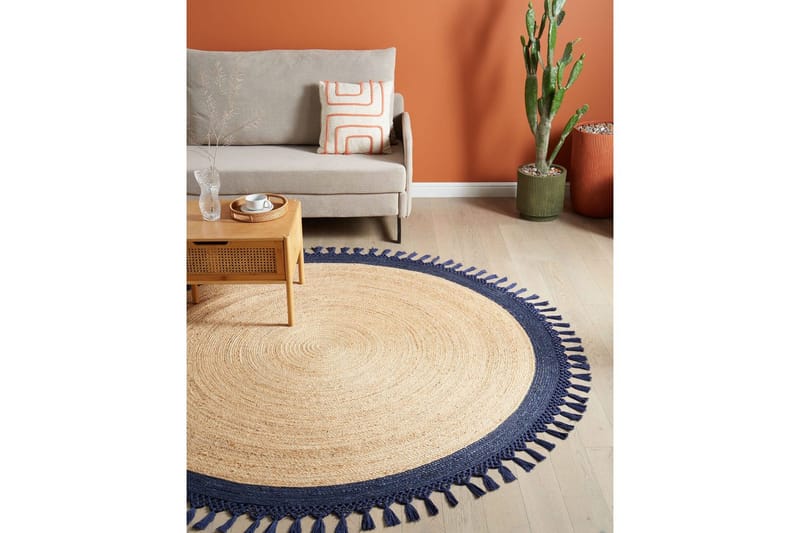 Plattvävd Marts - Beige, blå, 200x200 cm - Textilier & mattor - Mattor - Modern matta - Jutemattor & sisalmattor