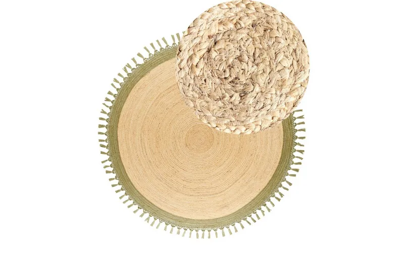 Plattvävd Marts - Beige, Grön, 200x200 cm - Textilier & mattor - Mattor - Modern matta - Jutemattor & sisalmattor