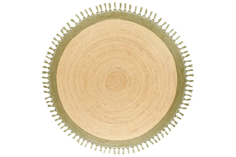 Plattvävd Marts, Beige, Grön, 200x200 cm