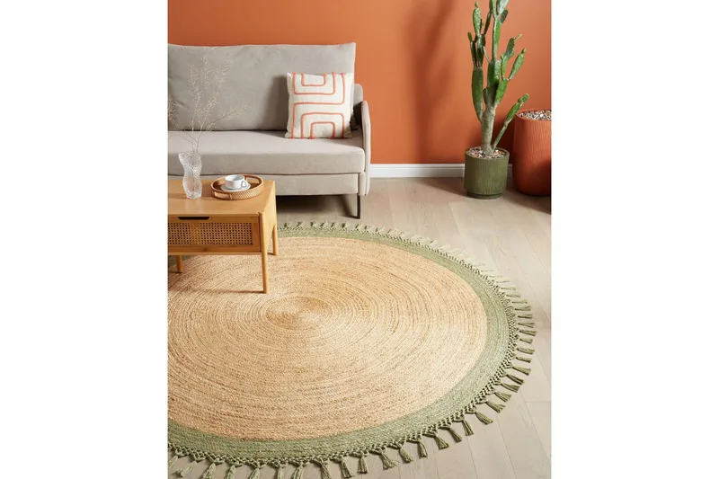 Plattvävd Marts - Beige, Grön, 200x200 cm - Textilier & mattor - Mattor - Modern matta - Jutemattor & sisalmattor