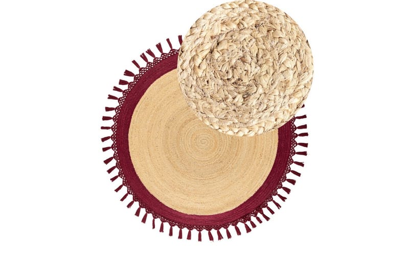 Plattvävd Marts - Beige, Röd, 140x140 cm - Textilier & mattor - Mattor - Modern matta - Jutemattor & sisalmattor