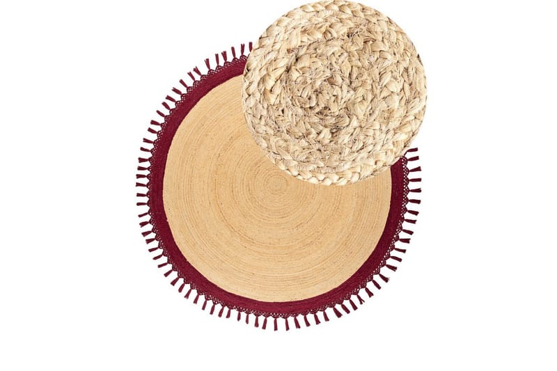 Plattvävd Marts - Beige, Röd, 200x200 cm - Textilier & mattor - Mattor - Modern matta - Jutemattor & sisalmattor