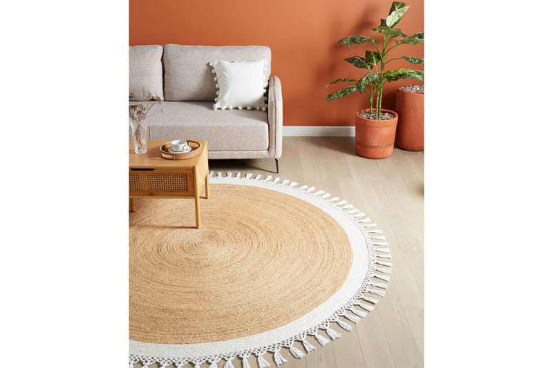 Plattvävd Marts - Beige, vit, 200x200 cm - Textilier & mattor - Mattor - Modern matta - Jutemattor & sisalmattor