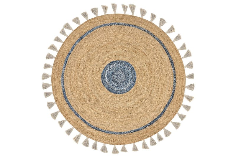 Plattvävd Obakoy, Beige, blå