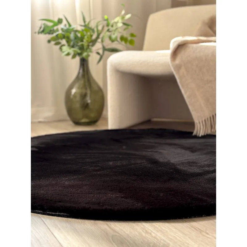 Ryamatta Heaven Rund - 120x120 cm, Svart - Textilier & mattor - Mattor - Modern matta - Ryamattor
