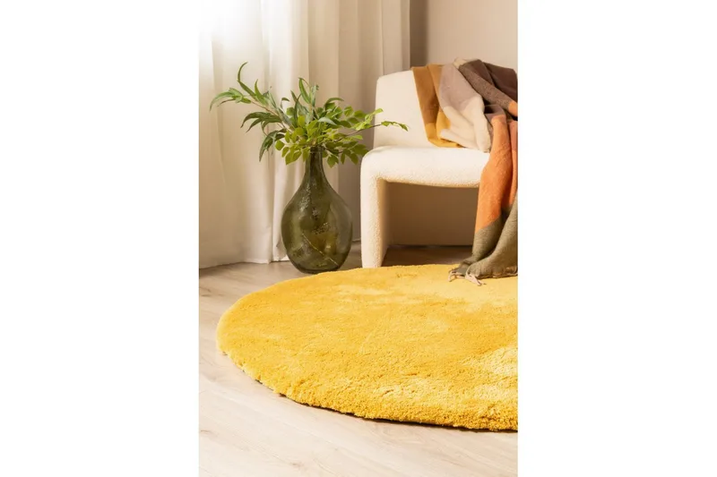 Ryamatta Royal Deluxe Rund - 120x120 cm, Yellow - Textilier & mattor - Mattor - Modern matta - Ryamattor