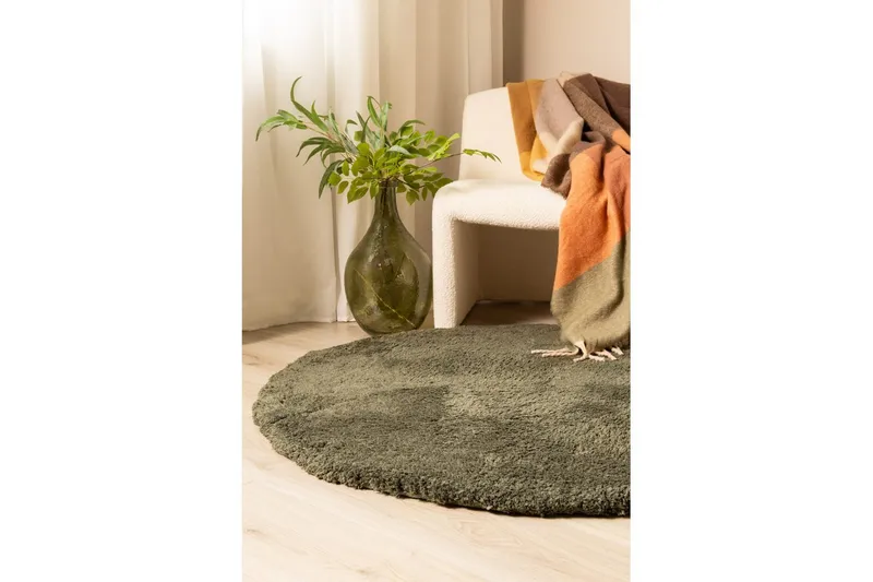 Ryamatta Royal Deluxe Rund - 160x160 cm, Emerald Green - Textilier & mattor - Mattor - Modern matta - Ryamattor