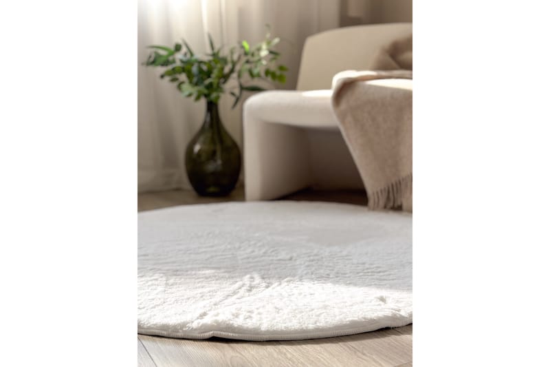 Heaven Ryamatta Vit rund 160 - Textilier & mattor - Mattor - Modern matta - Ryamattor