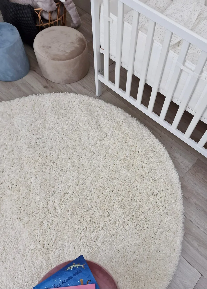 Lounge Ryamatta 240 cm Rund - Vit - Textilier & mattor - Mattor - Modern matta - Ryamattor