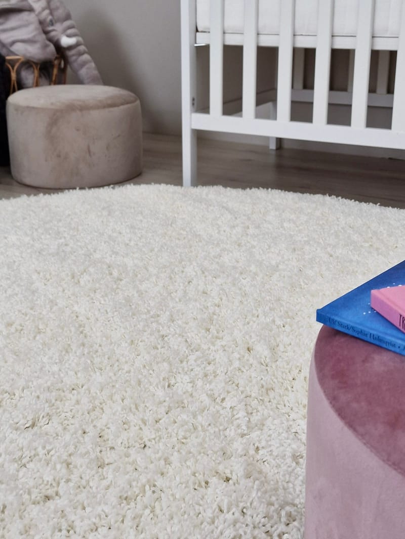 Lounge Ryamatta 240 cm Rund - Vit - Textilier & mattor - Mattor - Modern matta - Ryamattor