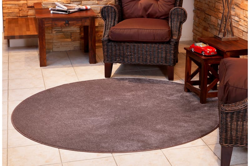 SATINE Matta Rund 200 cm Brun - Vm Carpet - Textilier & mattor - Mattor - Modern matta - Ryamattor