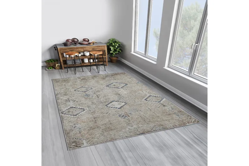 Sabrina Bomullsmatta 100x300 cm Rektangulär - Grå - Textilier & mattor - Mattor - Modern matta - Bomullsmattor