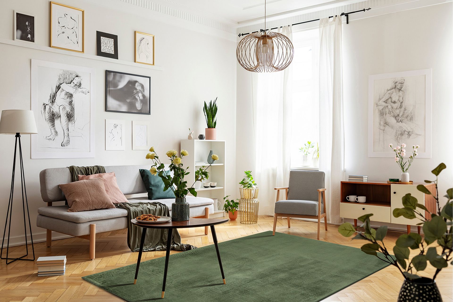 Cozy Ryamatta 110x160 cm Rektangulär - Grön - Textilier & mattor - Mattor - Modern matta - Ryamattor