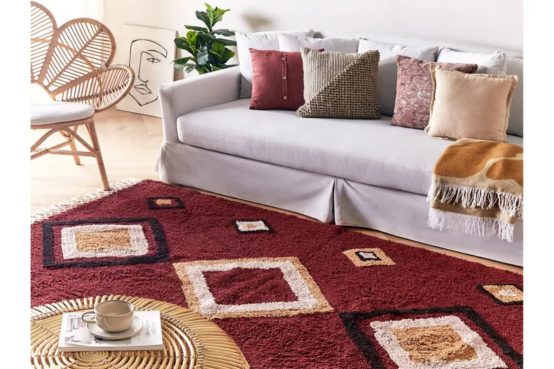 Siirt Bomullsmatta 140x200 cm - Röd - Textilier & mattor - Mattor - Modern matta - Bomullsmattor