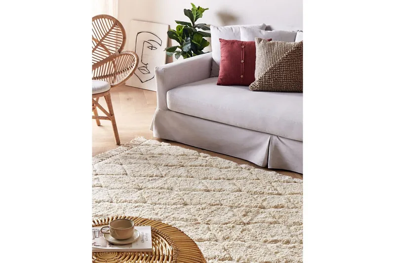 Silchar Bomullsmatta 140x200 cm Beige - Textilier & mattor - Mattor - Modern matta - Bomullsmattor