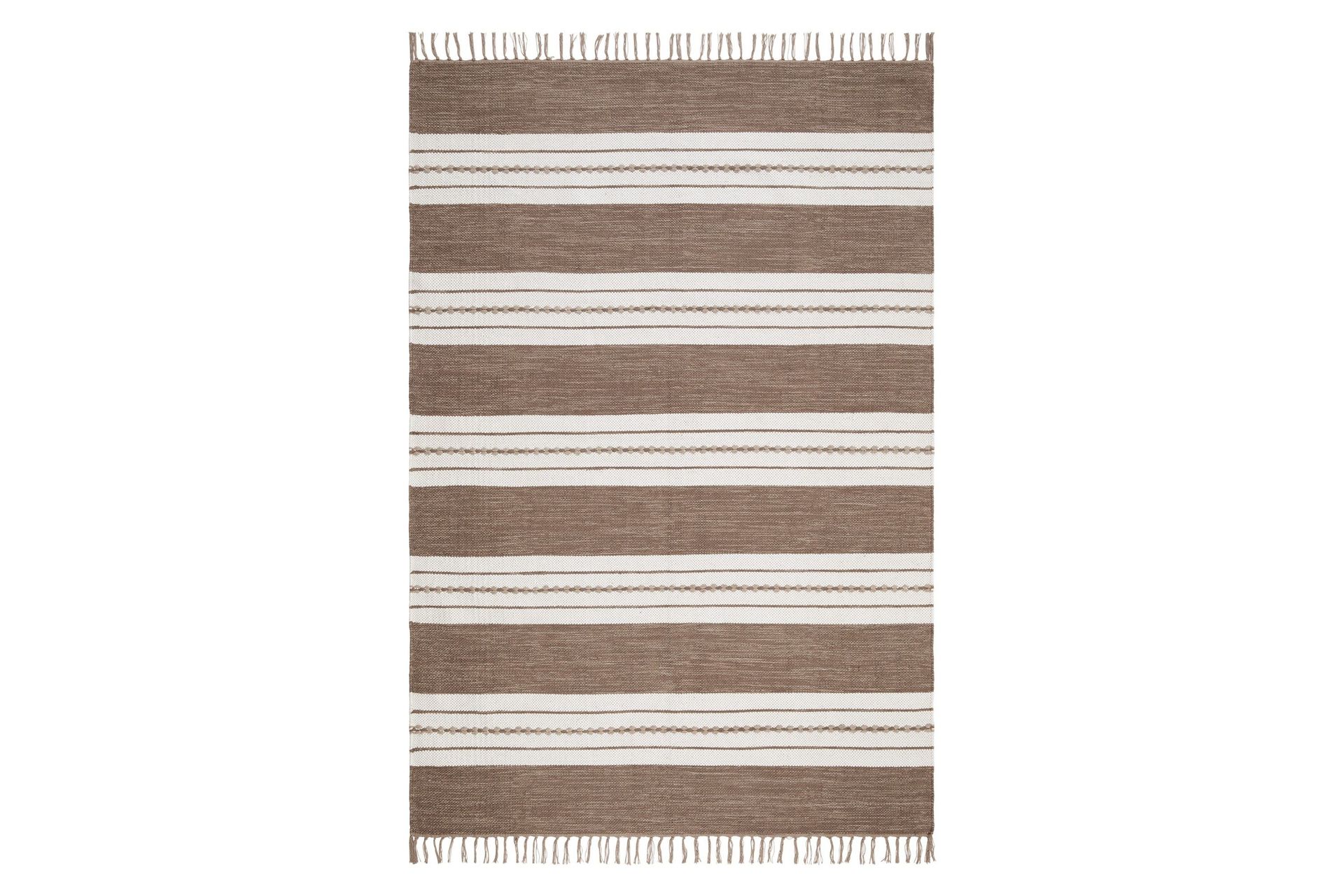 Sund Bomullsmatta 160x230 cm Rektangul&auml;r - M&ouml;rkbeige