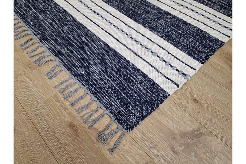 Sund Bomullsmatta 75x150 cm Oval - Blå - Textilier & mattor - Mattor - Modern matta - Bomullsmattor