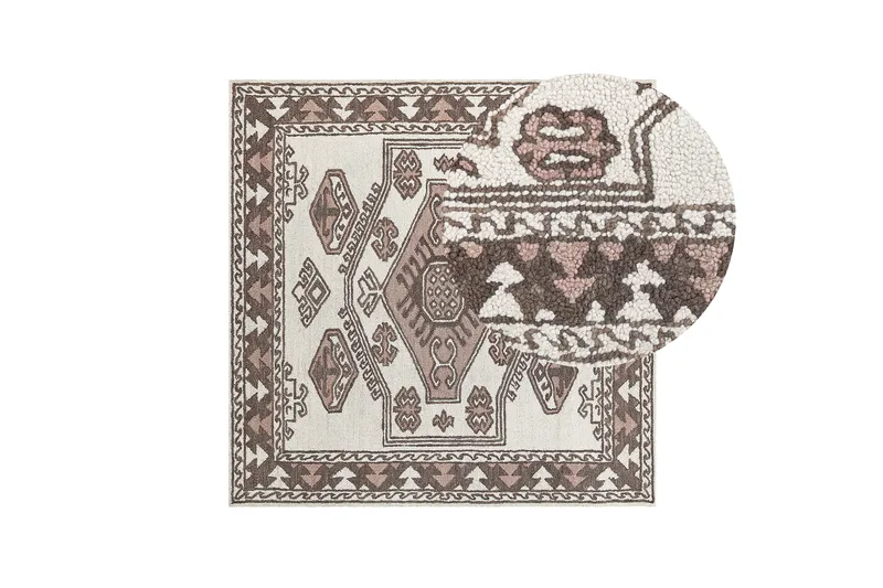 Tomarza Ullmatta 200x200 cm Kvadratisk - Brun - Textilier & mattor - Mattor - Modern matta - Ullmattor