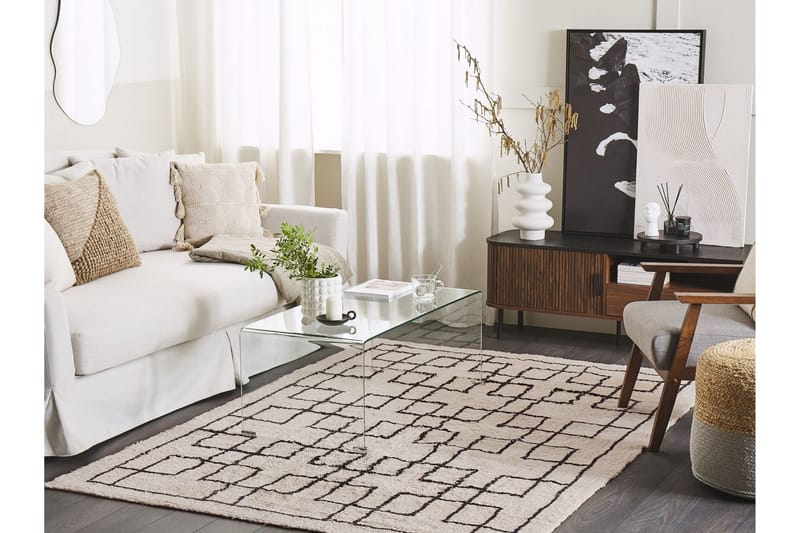 Turhal Ryamatta 140x200 cm - Beige - Textilier & mattor - Mattor - Modern matta - Bomullsmattor