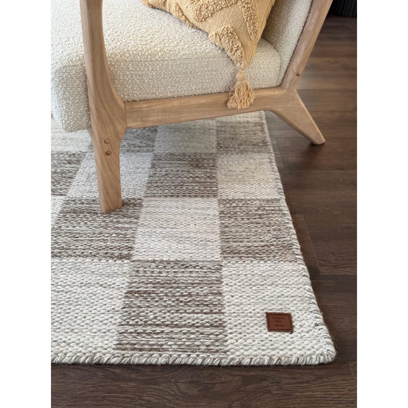 Ullmatta Chessie Kvadrat - 200x200 cm, Mörklinne - Textilier & mattor - Mattor - Modern matta - Ullmattor