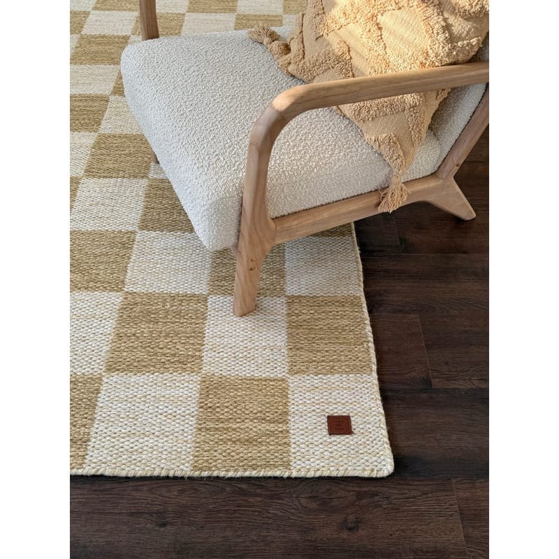 Ullmatta Chessie Kvadrat - 200x200 cm, Ockragul - Textilier & mattor - Mattor - Modern matta - Ullmattor