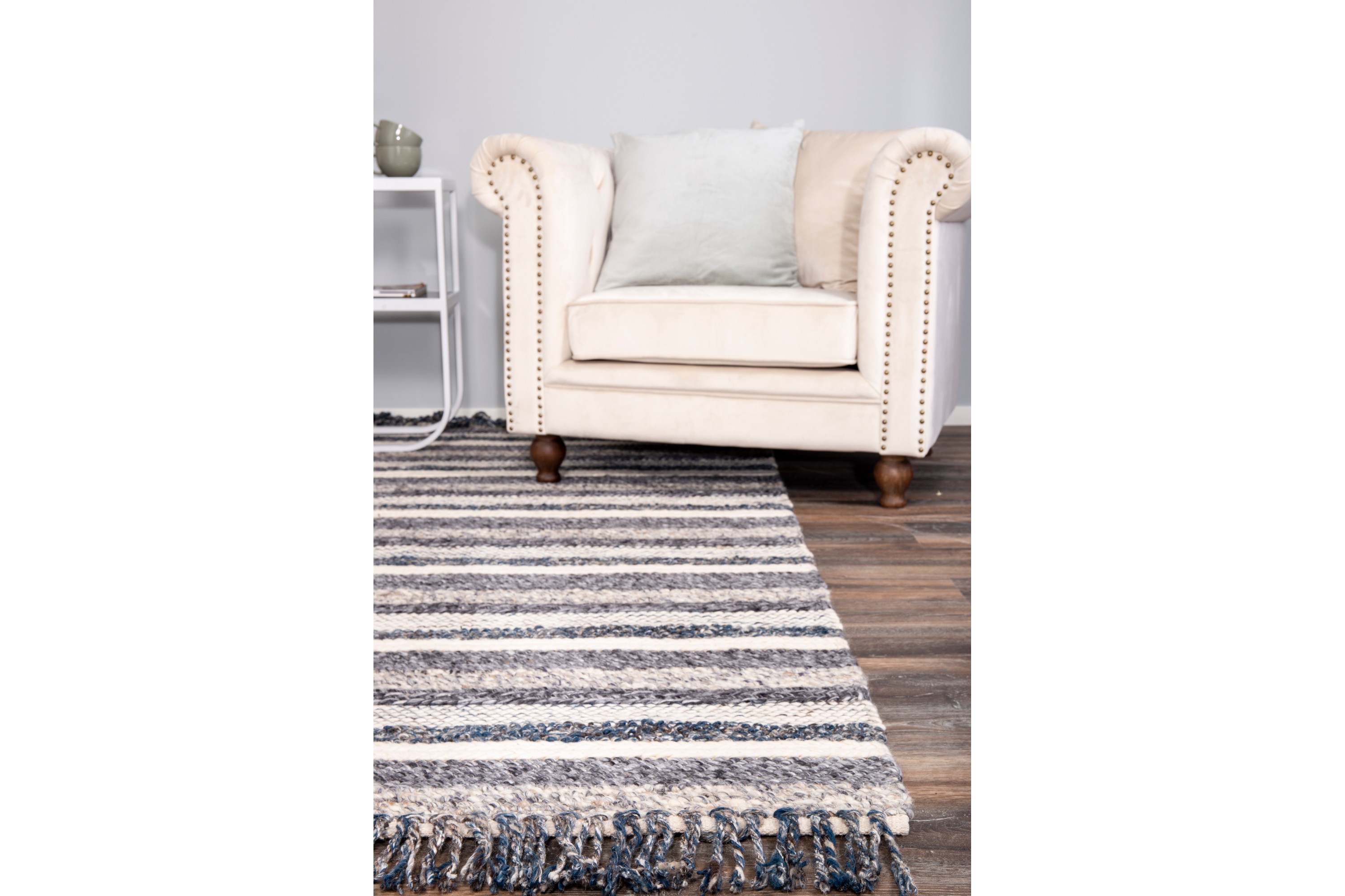 agra ullmatta 200x300 cm - marinblå/grå