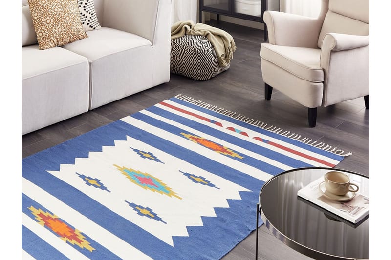 Varser Bomullsmatta 140x200 cm - Blå - Textilier & mattor - Mattor - Modern matta - Bomullsmattor