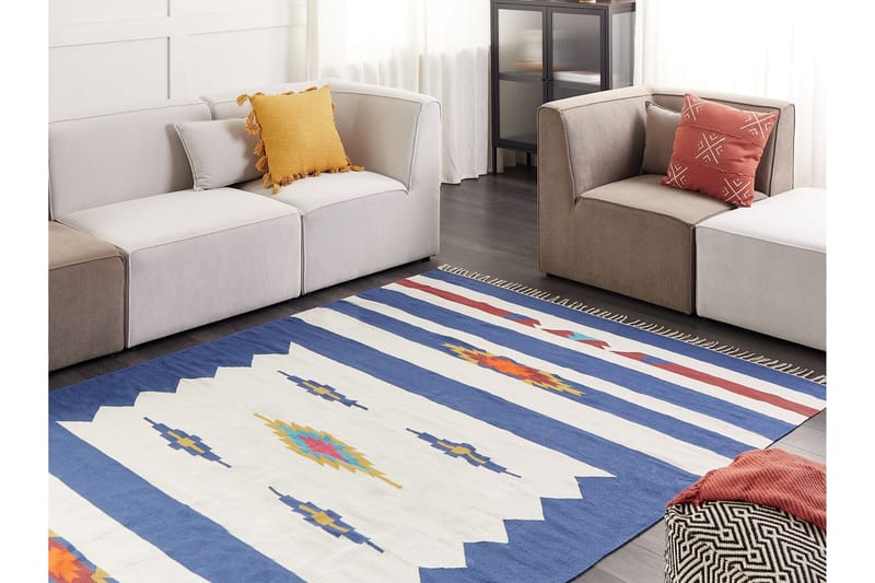 Varser Bomullsmatta 200x300 cm - Blå - Textilier & mattor - Mattor - Modern matta - Bomullsmattor