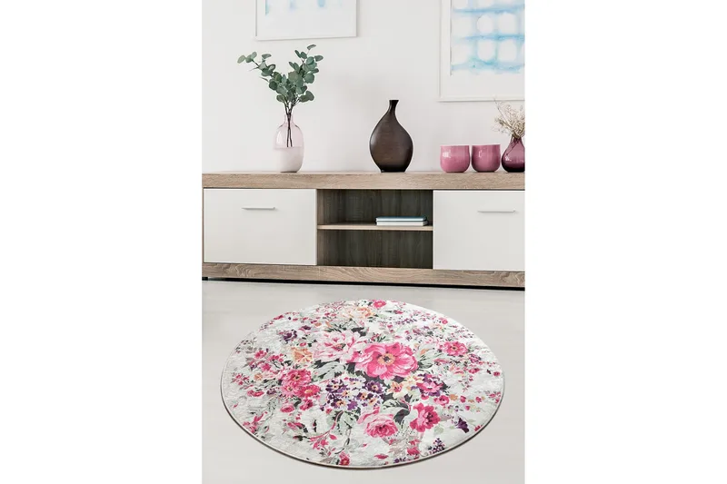 Amarinda Matta Rund 140 cm - Flerfärgad/Sammet - Textilier & mattor - Mattor - Modern matta - Wiltonmattor