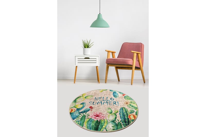 Buoris Matta Rund 100 cm - Flerfärgad/Sammet - Textilier & mattor - Mattor - Modern matta - Wiltonmattor