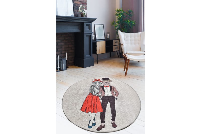 Coppia Matta Rund 140 cm - Flerfärgad/Sammet - Textilier & mattor - Mattor - Modern matta - Wiltonmattor