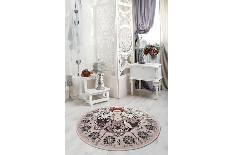 Fahmida Matta Rund 100 cm - Flerfärgad/Sammet - Textilier & mattor - Mattor - Modern matta - Wiltonmattor