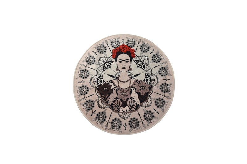 Fahmida Matta Rund 100 cm, Flerfärgad/Sammet