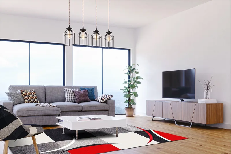 London Patch Friezematta 200x290 - Röd - Textilier & mattor - Mattor - Modern matta - Wiltonmattor