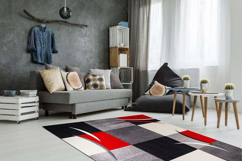 London Patch Friezematta 200x290 - Röd - Textilier & mattor - Mattor - Modern matta - Wiltonmattor