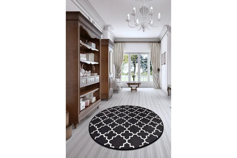 Surupa Matta Rund 100 cm - Svart/Sammet - Textilier & mattor - Mattor - Modern matta - Wiltonmattor