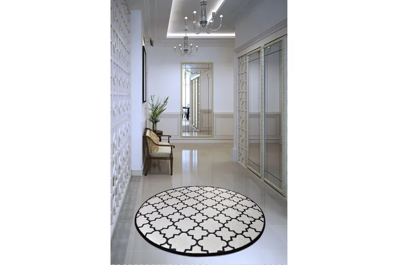 Surupa Matta Rund 100 cm - Vit/Sammet - Textilier & mattor - Mattor - Modern matta - Wiltonmattor