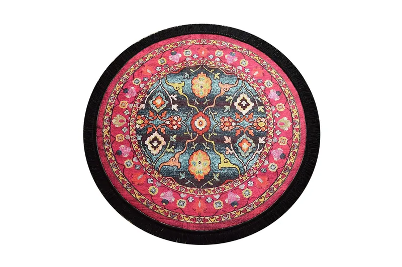 Svetik Matta Rund 100 cm, Flerfärgad/Sammet