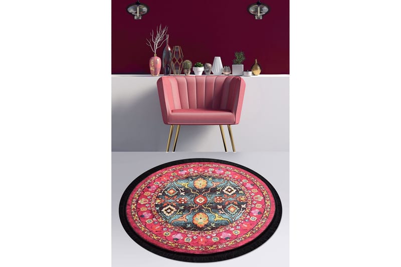 Svetik Matta Rund 100 cm - Flerfärgad/Sammet - Textilier & mattor - Mattor - Modern matta - Wiltonmattor