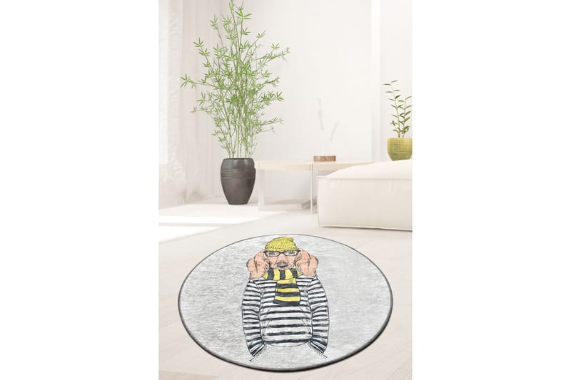 Tahmores Matta Rund 100 cm - Flerfärgad/Sammet - Textilier & mattor - Mattor - Modern matta - Wiltonmattor