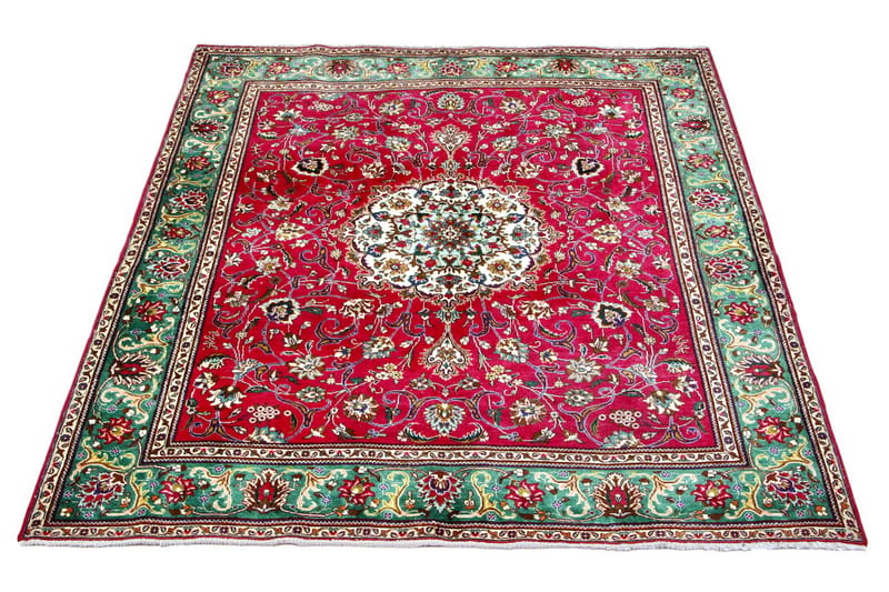 Handknuten Persisk Patinamatta 194x227 cm  Röd/Grön - Persisk matta - Orientaliska mattor