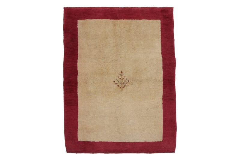 Handknuten Persisk Matta 105x136 cm Gabbeh Shiraz Creme/Röd - Persisk matta - Orientaliska mattor