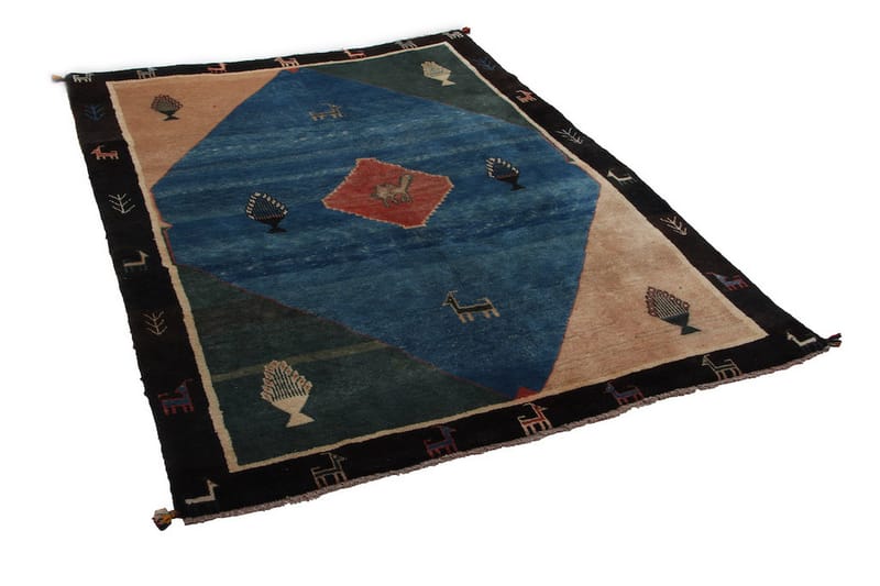 Handknuten Persisk Ullmatta 197x260 cm Gabbeh Shiraz Blå/Sva - Persisk matta - Orientaliska mattor