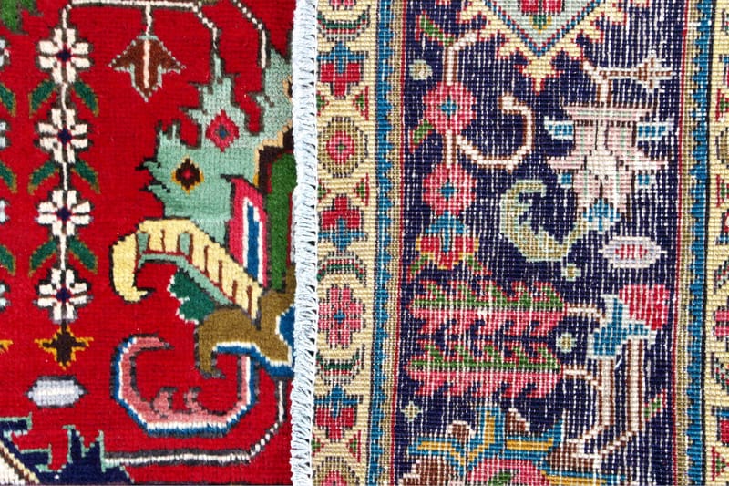 Handknuten Persisk Patinamatta 236x338 cm Röd/Mörkblå - Persisk matta - Orientaliska mattor