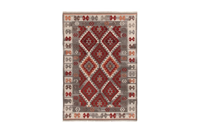 KILIM ZAGROS Ullmatta 200x300 cm Röd/Grå/Vit - Jalal - Ullmattor
