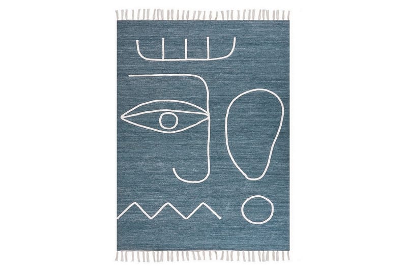 Plattvävd Yavu - Blå, Vit, 140x200 cm - Textilier & mattor - Mattor - Utomhusmattor