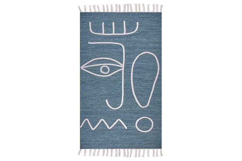 Plattvävd Yavu - Blå, Vit, 80x150 cm - Textilier & mattor - Mattor - Utomhusmattor