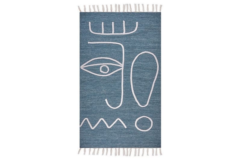 Plattvävd Yavu - Blå, Vit, 80x150 cm - Textilier & mattor - Mattor - Utomhusmattor